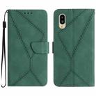 For Sharp Simple Sumaho 6 Stitching Embossed Leather Phone Case(Green) - 1