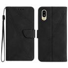 For Sharp Simple Sumaho 6 Stitching Embossed Leather Phone Case(Black) - 1