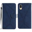 For Sharp Simple Sumaho 6 Stitching Embossed Leather Phone Case(Blue) - 1