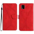 For Kyocera Kantan Sumaho3 Stitching Embossed Leather Phone Case(Red) - 1