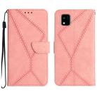 For Kyocera Kantan Sumaho3 Stitching Embossed Leather Phone Case(Pink) - 1