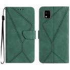 For Kyocera Kantan Sumaho3 Stitching Embossed Leather Phone Case(Green) - 1