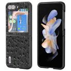 For Samsung Galaxy Z Flip5 ABEEL Genuine Leather Ostrich Texture Phone Case(Black) - 1