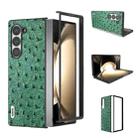 For Samsung Galaxy Z Fold6 ABEEL Genuine Leather Ostrich Texture Phone Case(Green) - 1