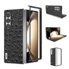 For Samsung Galaxy Z Fold6 ABEEL Genuine Leather Ostrich Texture Phone Case(Black) - 1