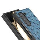 For Samsung Galaxy Z Fold6 ABEEL Genuine Leather Ostrich Texture Phone Case(Blue) - 3