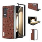 For Samsung Galaxy Z Fold6 ABEEL Genuine Leather Ostrich Texture Phone Case(Coffee) - 1