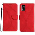 For ZTE Libero 5G II Stitching Embossed Leather Phone Case(Red) - 1