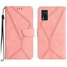 For ZTE Libero 5G II Stitching Embossed Leather Phone Case(Pink) - 1