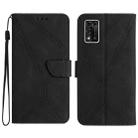 For ZTE Libero 5G II Stitching Embossed Leather Phone Case(Black) - 1