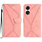 For ZTE Anshin Family A303ZT Stitching Embossed Leather Phone Case(Pink) - 1