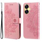 For Realme C55 Seven-petal Flowers Embossing Leather Phone Case(Rose Gold) - 1