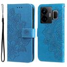 For Realme GT Neo 5 5G / GT3 Seven-petal Flowers Embossing Leather Phone Case(Blue) - 1