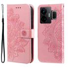 For Realme GT Neo 5 5G / GT3 Seven-petal Flowers Embossing Leather Phone Case(Rose Gold) - 1