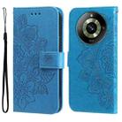 For Realme 11 Pro / 11 Pro+ 7-petal Flowers Embossing Leather Phone Case(Blue) - 1