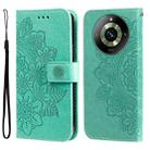 For Realme 11 Pro / 11 Pro+ 7-petal Flowers Embossing Leather Phone Case(Green) - 1