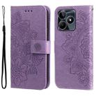 For Realme C53 / Narzo N53 Seven-petal Flowers Embossing Leather Phone Case(Light Purple) - 1