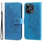 For Realme C53 / Narzo N53 Seven-petal Flowers Embossing Leather Phone Case(Blue) - 1