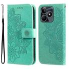 For Realme C53 / Narzo N53 Seven-petal Flowers Embossing Leather Phone Case(Green) - 1