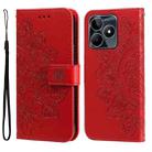 For Realme C53 / Narzo N53 7-petal Flowers Embossing Leather Phone Case(Red) - 1