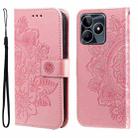 For Realme C53 / Narzo N53 Seven-petal Flowers Embossing Leather Phone Case(Rose Gold) - 1