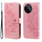 For Realme 11 4G Global Seven-petal Flowers Embossing Leather Phone Case(Rose Gold) - 1