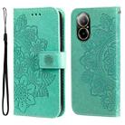 For Realme C67 4G Global Seven-petal Flowers Embossing Leather Phone Case(Green) - 1