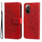 For Realme C67 4G Global Seven-petal Flowers Embossing Leather Phone Case(Red) - 1