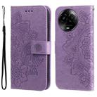 For Realme C67 5G Global / 11 5G Taiwan Version 7-petal Flowers Embossing Leather Phone Case(Light Purple) - 1