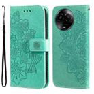 For Realme C67 / 11 5G Taiwan Version Seven-petal Flowers Embossing Leather Phone Case(Green) - 1