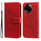 For Realme C67 / 11 5G Taiwan Version Seven-petal Flowers Embossing Leather Phone Case(Red) - 1