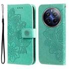 For Realme 12 Pro+ 7-petal Flowers Embossing Leather Phone Case(Green) - 1