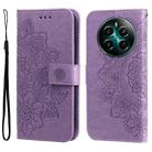 For Realme 12+ Seven-petal Flowers Embossing Leather Phone Case(Light Purple) - 1