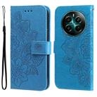 For Realme 12+ 7-petal Flowers Embossing Leather Phone Case(Blue) - 1
