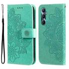 For Realme C65 4G Seven-petal Flowers Embossing Leather Phone Case(Green) - 1