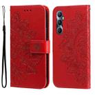 For Realme C65 4G Seven-petal Flowers Embossing Leather Phone Case(Red) - 1
