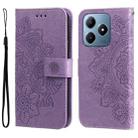 For Realme C63 / C61  / Note 60 Seven-petal Flowers Embossing Leather Phone Case(Light Purple) - 1