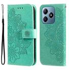 For Realme C63 / C61  / Note 60 Seven-petal Flowers Embossing Leather Phone Case(Green) - 1