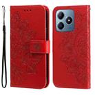 For Realme C63 / C61  / Note 60 Seven-petal Flowers Embossing Leather Phone Case(Red) - 1