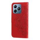 For Realme C63 / C61  / Note 60 Seven-petal Flowers Embossing Leather Phone Case(Red) - 3