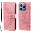 For Realme C63 / C61  / Note 60 Seven-petal Flowers Embossing Leather Phone Case(Rose Gold) - 1