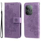 For Realme GT 6 / GT Neo6 SE Seven-petal Flowers Embossing Leather Phone Case(Light Purple) - 1