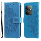 For Realme GT 6 / GT Neo6 SE Seven-petal Flowers Embossing Leather Phone Case(Blue) - 1