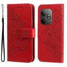 For Realme GT 6 / GT Neo6 SE Seven-petal Flowers Embossing Leather Phone Case(Red) - 1