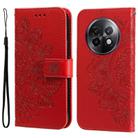 For Realme 13+ Seven-petal Flowers Embossing Leather Phone Case(Red) - 1