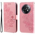 For Realme 13+ Seven-petal Flowers Embossing Leather Phone Case(Rose Gold) - 1