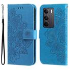 For Realme C75 / Realme 14x Seven-petal Flowers Embossing Leather Phone Case(Blue) - 1