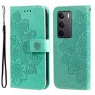 For Realme C75 / Realme 14x Seven-petal Flowers Embossing Leather Phone Case(Green) - 1