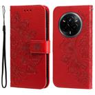 For Realme 14 Pro Global Seven-petal Flowers Embossing Leather Phone Case(Red) - 1