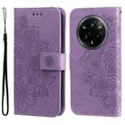 For Realme 14 Pro+ Global Seven-petal Flowers Embossing Leather Phone Case(Light Purple) - 1